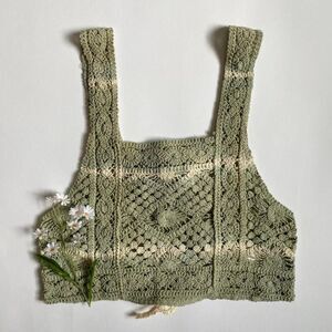 Sage green crochet crop top